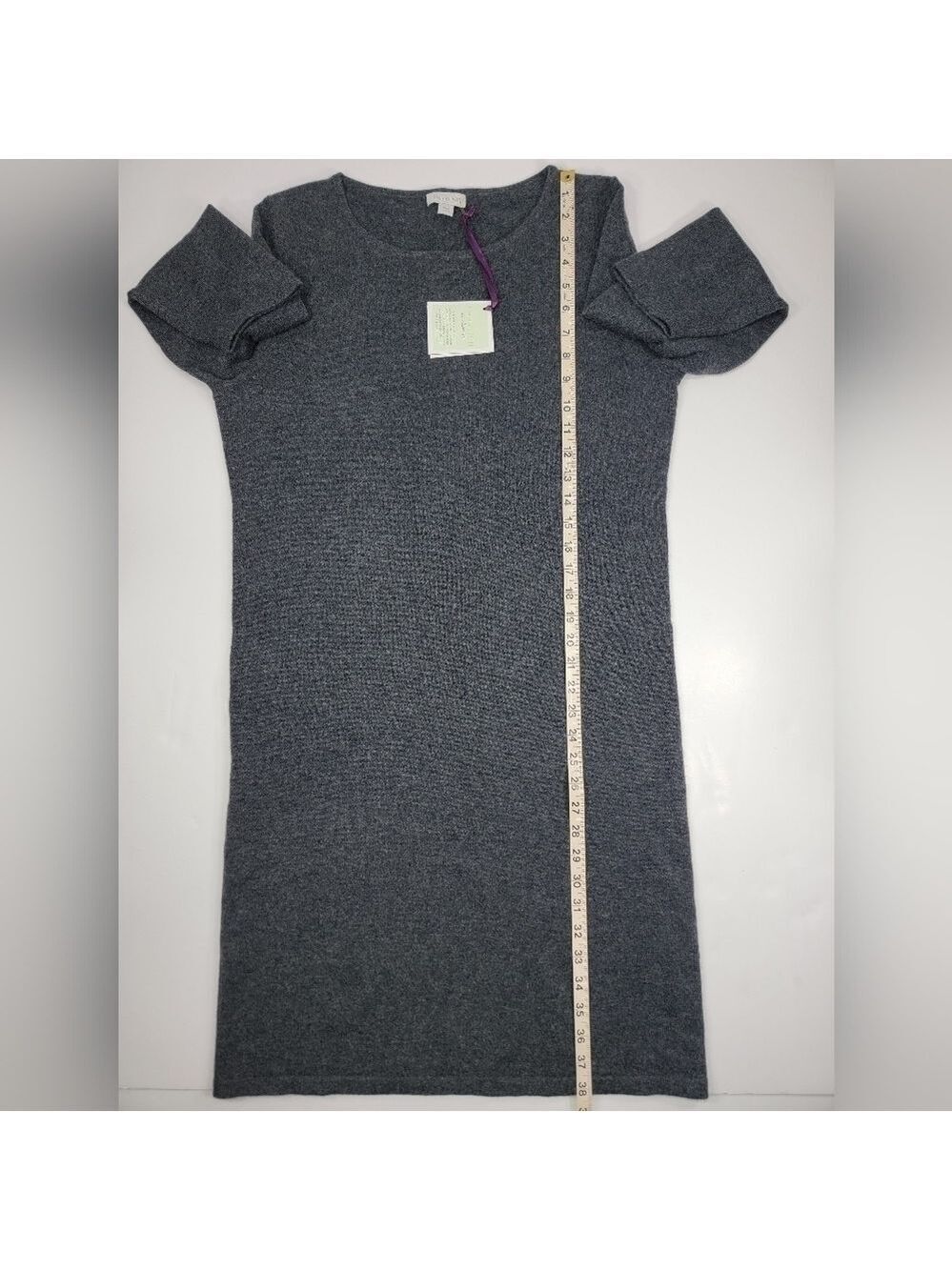 NEW Garnet Hill Cashmere Boatneck Sweater Dress Gray Women's Size Large L NEW - Picture 9 of 11